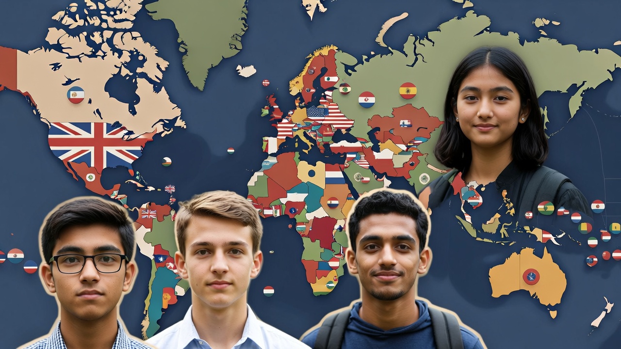 Country flags representing global students